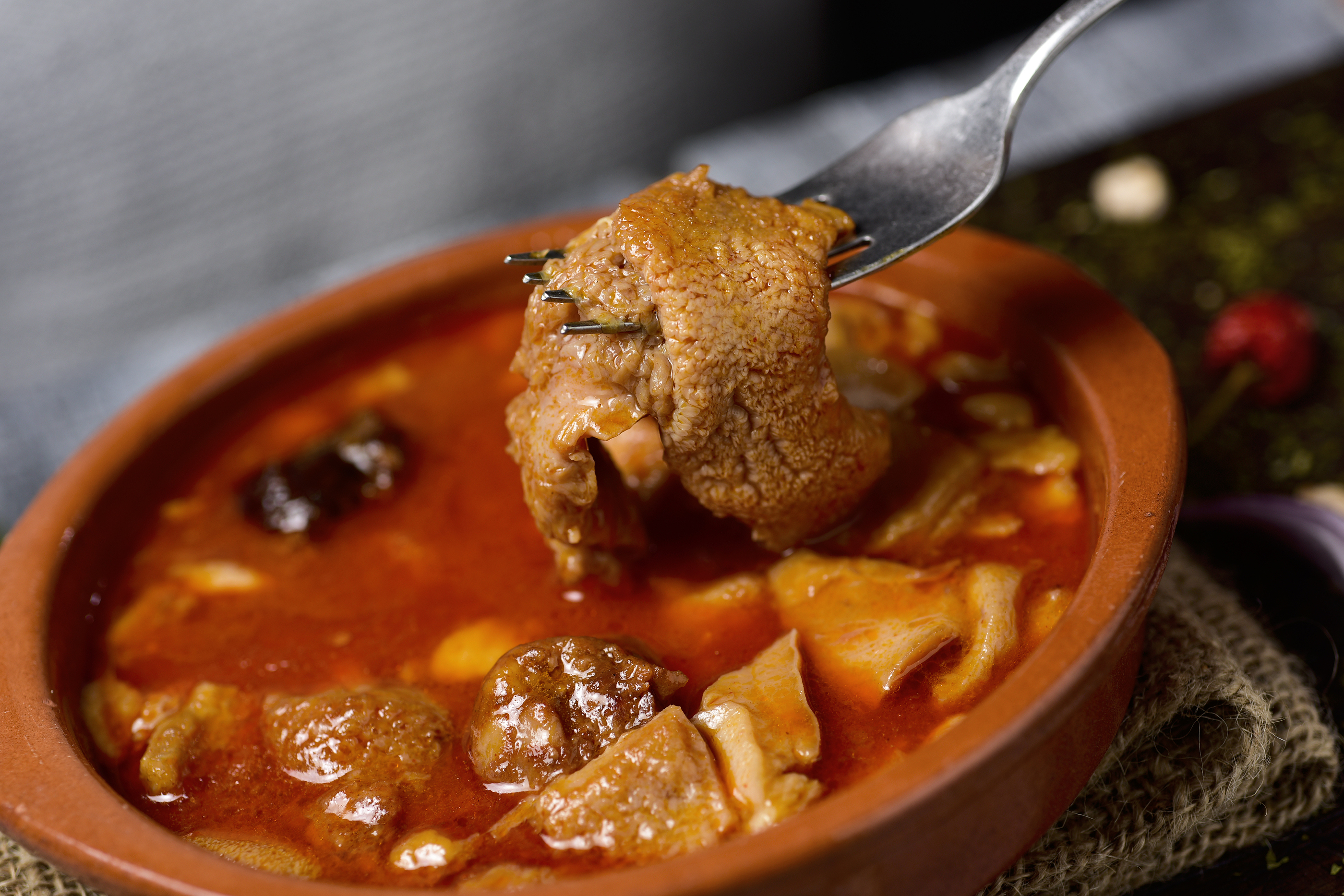 Beef Tripe (Kirxa) in Spicy Tomato Sauce