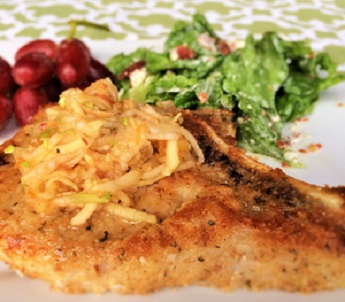 Pork chops in breadcrumbs cooked in condensed chicken soup