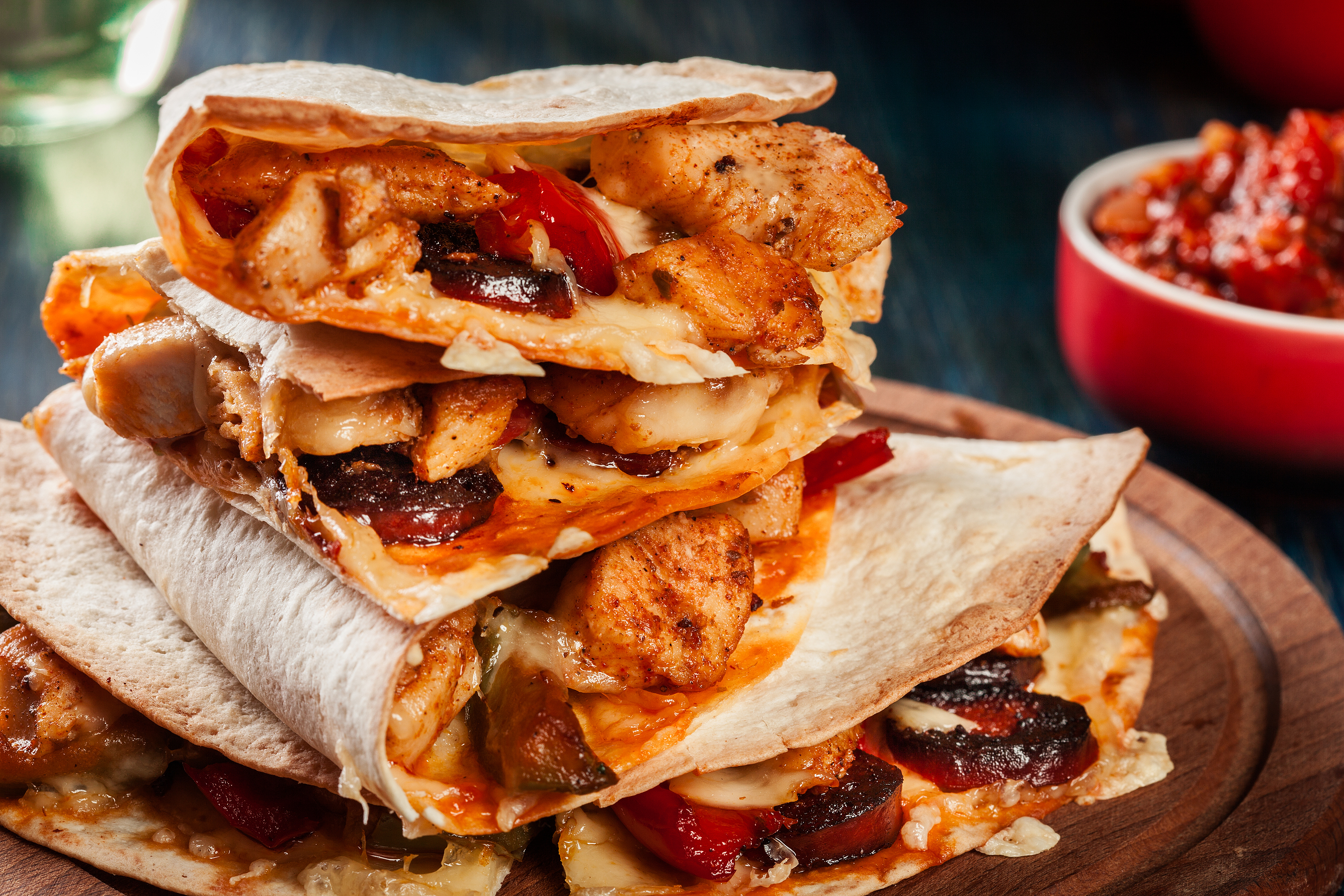 Spicy Chicken and Chorizo Quesadillas, recipe by In House Butchers, Malta,