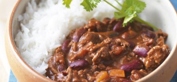 This chili con carne is quite a hot chili so if you do not like it as hot we suggest ommitting the jalapeno peppers or use mild curry powder instead of hot