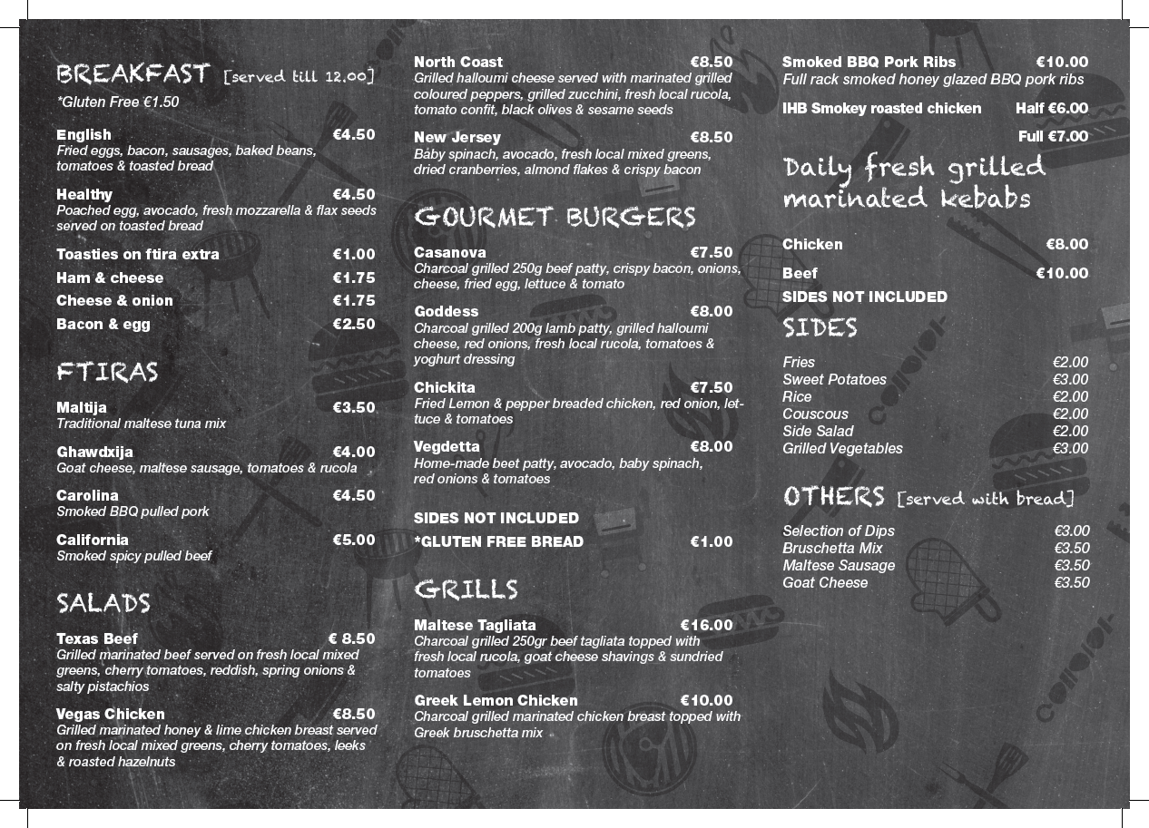 Bistro Menu - In House Butchers